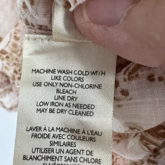 Pilcro Anthropologie Blouse Womens Medium Yellow Pink Boho Peasant Long Sleeve - Picture 8 of 9